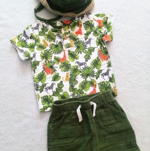 Baby boy safari outfit with hat size 3-6 month